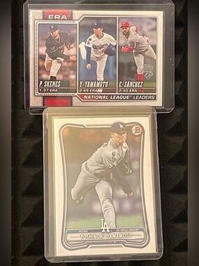 Yoshinobu Yamamoto 2026 Bowman-Topps Series National League Leaders Trio